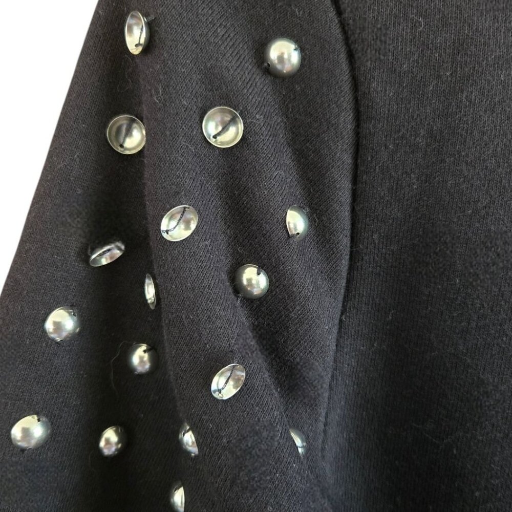 Guess Black Studded Bomber Jacket Womens Small Zip Front Metallic Embellished - Picture 4 of 7